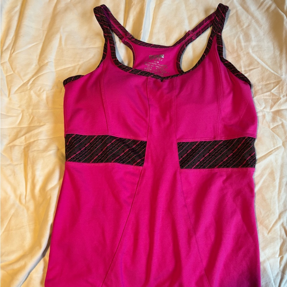 Pink and Black Athletic Tank Top